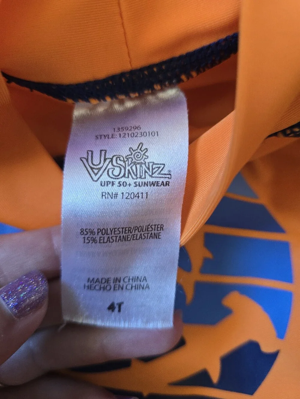 UV Skinz Orange UPF 50+ Sunwear Top (Kids 4T) 💙🧡